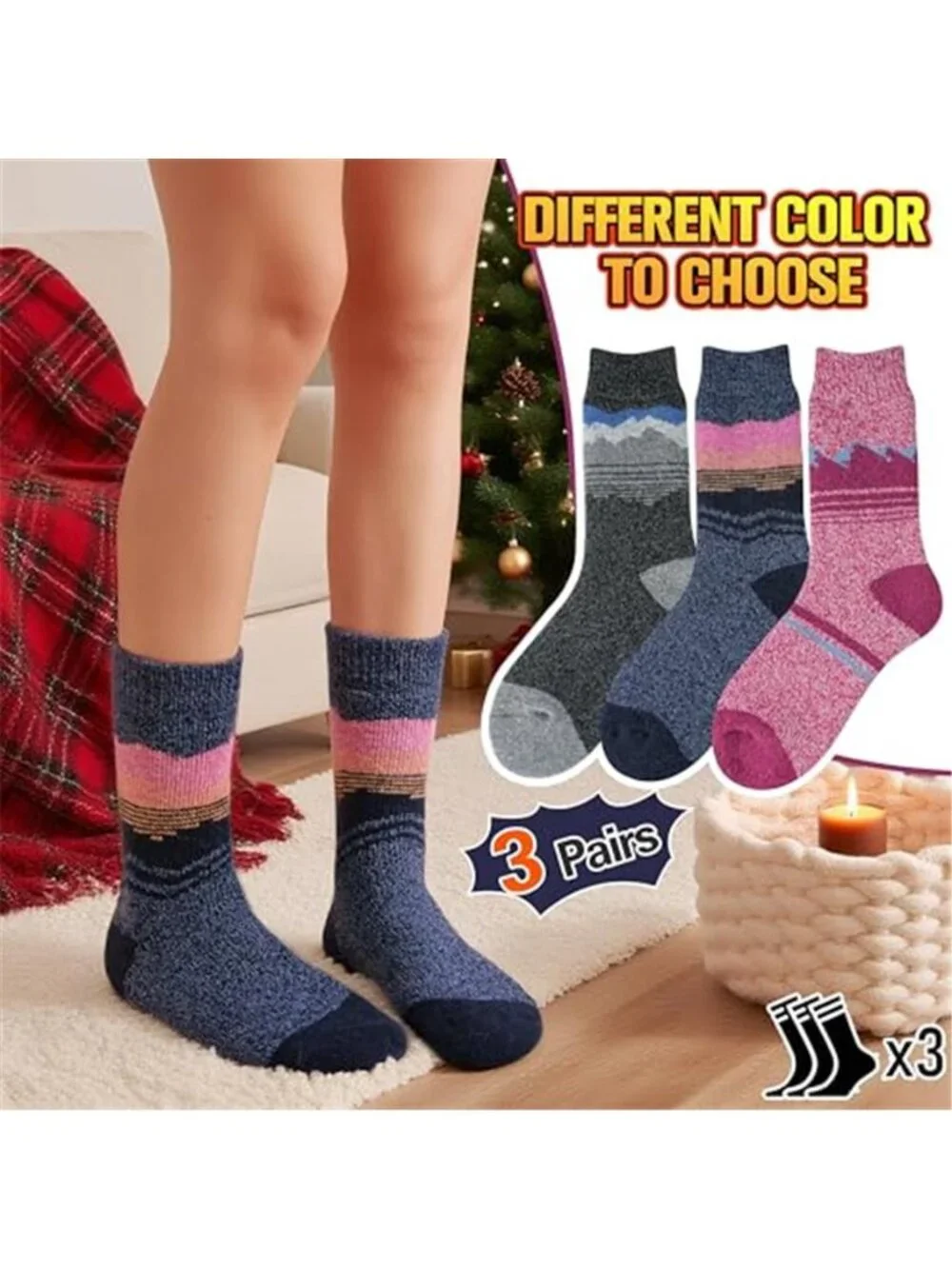 3 Pairs Women's Thermal Warm Socks Thick Winter Extra Warm Insulated
